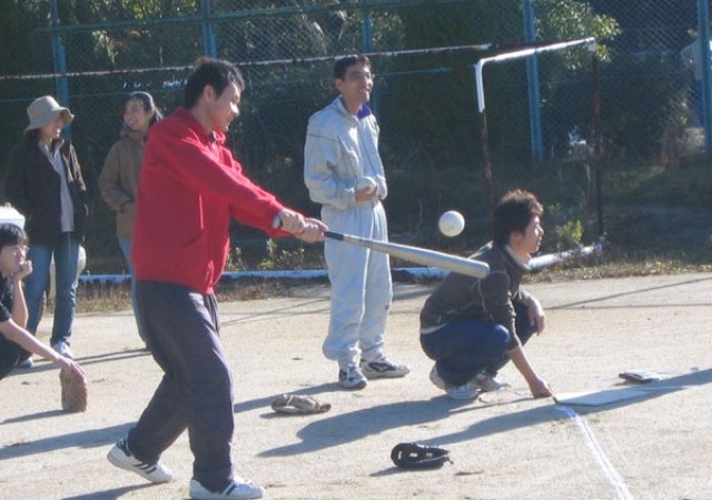 練習。ノックをしているのは水田さんです。
